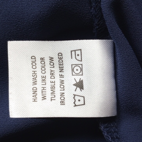 NWOT Lush V-Neck Chiffon Blouse S Blue Strappy Detail Cuffs - 50off3 - Picture 5 of 8